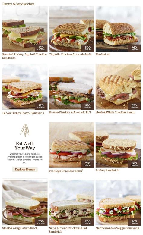 panera menu.